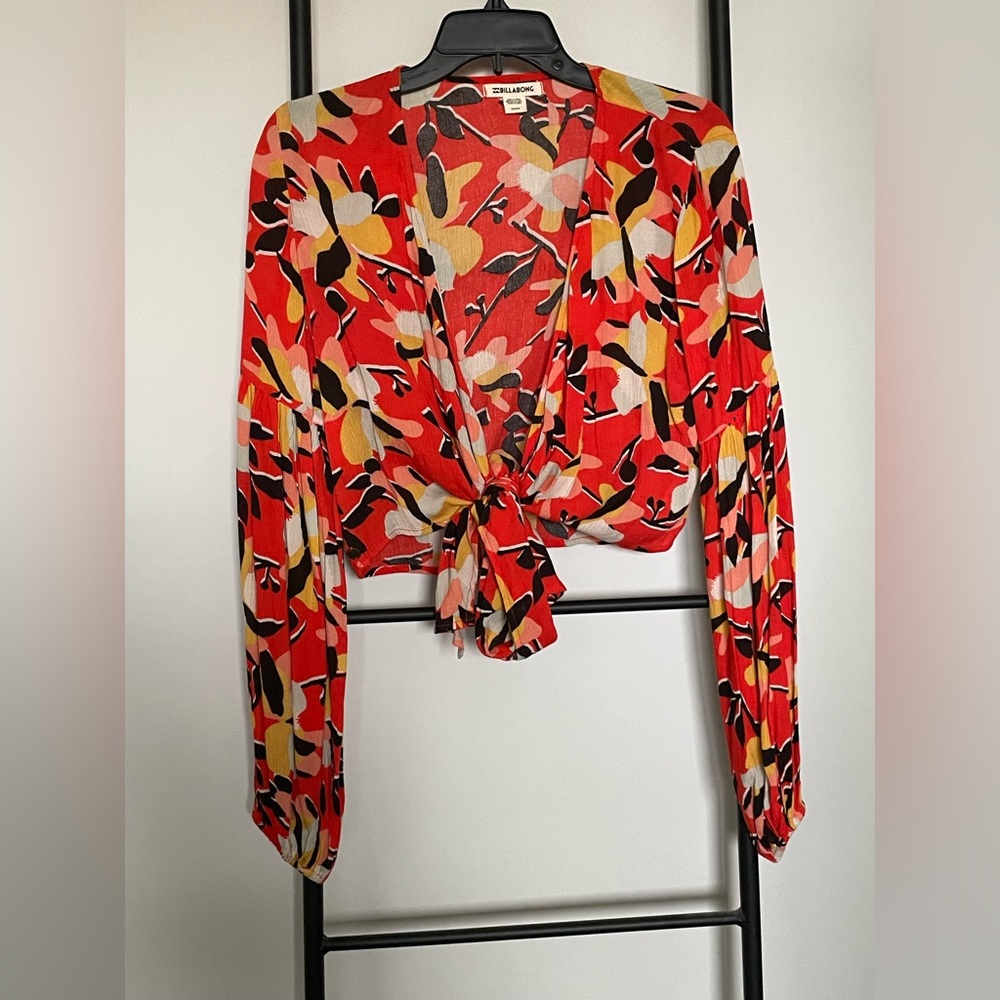 Billabong Cropped Tie Up Shirt - Tropical Print